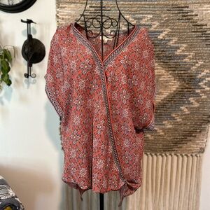 Max Studio Women's Floral V-Neck Top